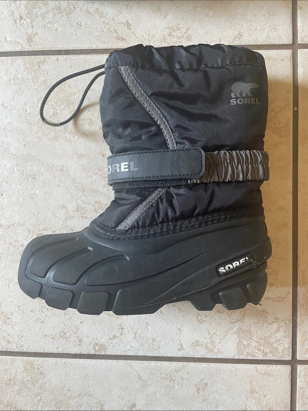 Sorel Kids Flurry Black/Gray Insulated Snow Boots